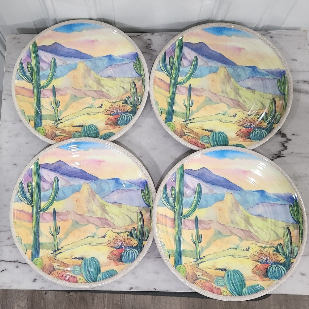 NWT set of 4 melamine Southwest scenery 8in. salad plates